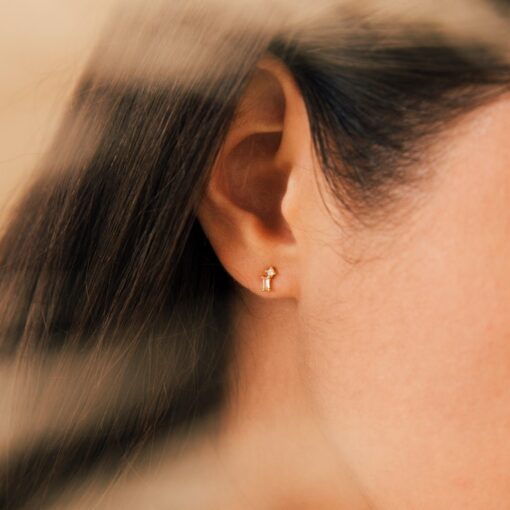 Captivating Baguette Diamond Drop Earrings Minimalist Elegance in Gold - Image 4