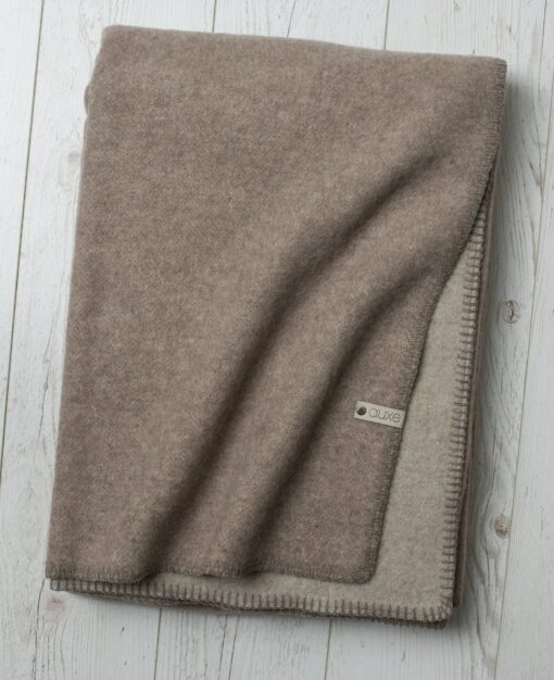 Luxurious Double-Sided Merino Wool Blanket Ultimate Warmth and Comfort in Brown and Beige - Image 5