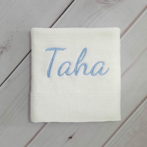 Cozy Comfort for Little Ones Off-White Knitted Baby Blanket with Embroidered Charm - Image 5