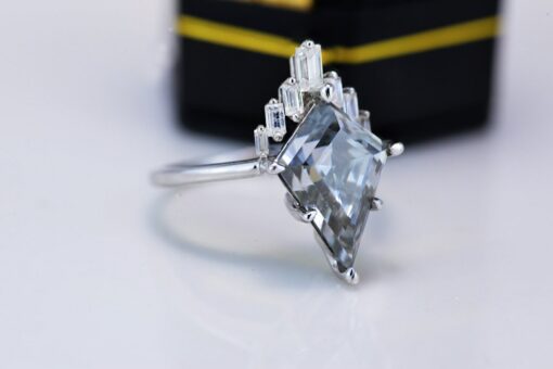 Exquisite 4 Carat Kite Cut Moissanite Engagement Ring A Shimmering Symbol of Love - Image 3