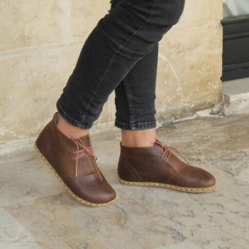 Handmade Barefoot Boots for Men Classic Crazy Brown - Image 5
