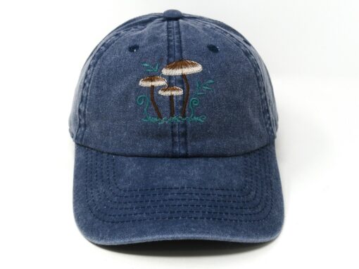 Embroidered Mushroom Family Baseball Cap Washed Cotton, Curved Brim, Summer Hat - Image 6