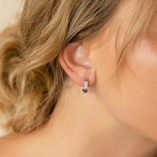 Ribbed Rectangle Link Hoops Minimalist Geometric Earrings for a Chic and Modern Look - Image 6