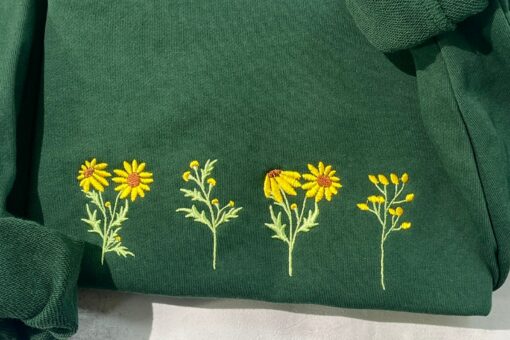 Embroidered Sunflower Sweatshirt Vintage Charm Meets Modern Style - Image 4