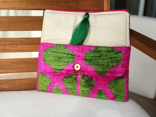 Exquisite Ikat Velvet Clutch A Symphony of Colors for Evening Elegance - Image 4
