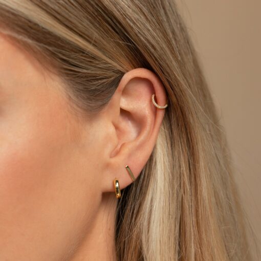 Pav? Cartilage Mini Hoops Shimmering Diamonds in a Delicate Embrace - Image 6