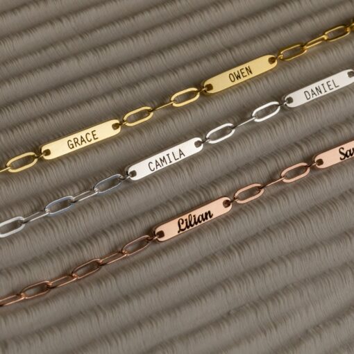 Personalized Name Bar Necklace Engrave Your Love on a Timeless Paperclip Chain - Image 6