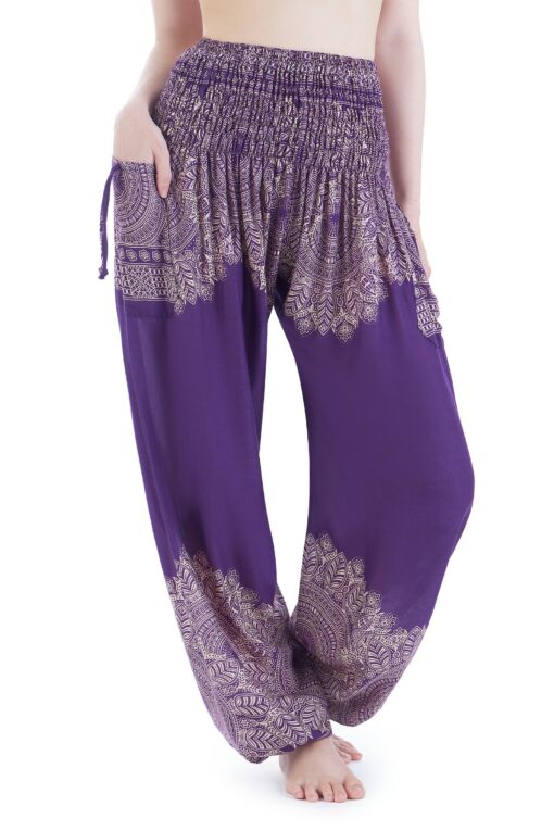 Purple Hippie Harem Pants Comfy Loungewear, Yoga Pants, Festival Wear, Boho Gift - Image 3