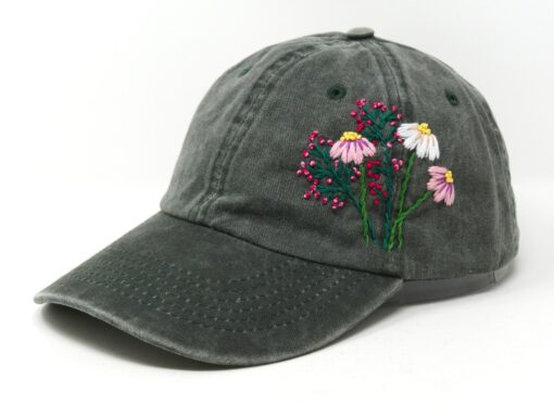 Embroidered Daisy Fern Flower Baseball Cap A Unique and Stylish Accessory - Image 2