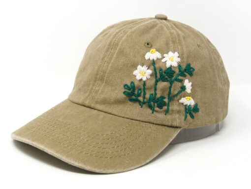 Embroidered Daisy Fern Flower Baseball Cap A Unique and Stylish Accessory - Image 3