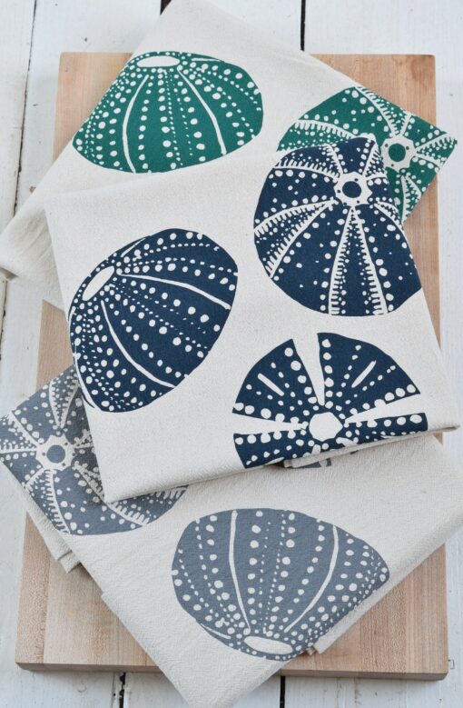 Organic Cotton Tea Towel Sea Urchin Print - Eco-Friendly Kitchen Decor, Perfect Hostess Gift - Image 4