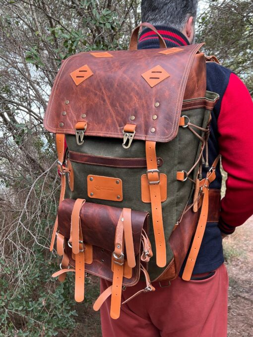 Bushcraft Award-Winning Leather & Canvas Backpack $200 Off, 45L, Personalized for Travel, Camping, Military - Image 5