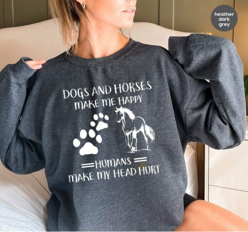 Cozy Equestrian Style Horse Love Sweatshirt for Country Girls and Dog Moms - Image 2
