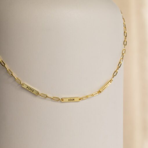 Personalized Name Bar Necklace Engrave Your Love on a Timeless Paperclip Chain - Image 2
