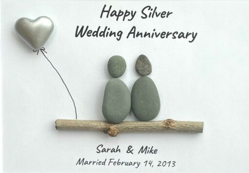 Personalized Pebble Art for Silver Wedding Anniversary A Timeless Treasure for 25 Years of Love - Image 3