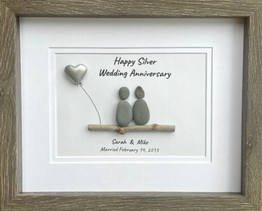 Personalized Pebble Art for Silver Wedding Anniversary A Timeless Treasure for 25 Years of Love - Image 2