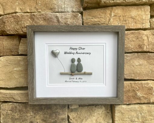 Personalized Pebble Art for Silver Wedding Anniversary A Timeless Treasure for 25 Years of Love - Image 4