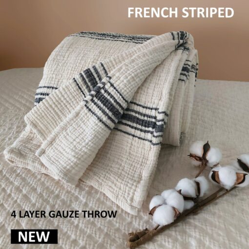 Boho King Size Cotton Gauze Throw Blanket Soft, Breathable, and Stylish Bedding - Image 5