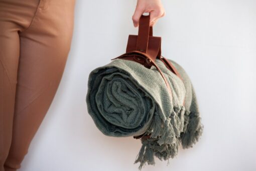 Personalized Leather Blanket Carrier Elevate Your Outdoor Adventures - Image 2