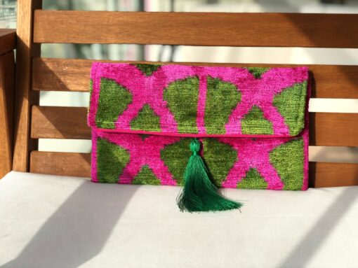Exquisite Ikat Velvet Clutch A Symphony of Colors for Evening Elegance - Image 2