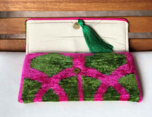 Exquisite Ikat Velvet Clutch A Symphony of Colors for Evening Elegance - Image 6