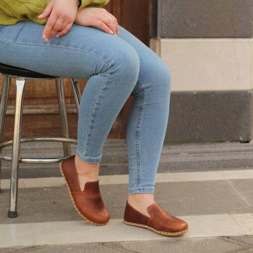 Grounding Barefoot Moccasins for Women Embrace Natural Comfort in Crazy Brown - Image 6