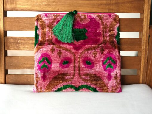 Exquisite Pink Ikat Velvet Clutch A Touch of Boho Elegance for Special Occasions - Image 4