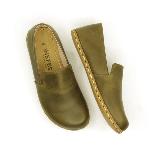 Grounding Shoes for Men Embrace Nature's Energy with Handmade, Barefoot Green Loafers - Image 5