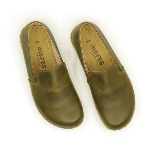 Grounding Shoes for Men Embrace Nature's Energy with Handmade, Barefoot Green Loafers - Image 4