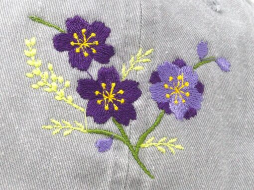 Sakura Blossom Embroidered Washed Cotton Baseball Cap for Summer - Image 5