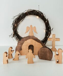 He Is Risen Easter Scene  Wooden Empty Tomb Resurrection Set - Christian Easter Decor & Religious Present