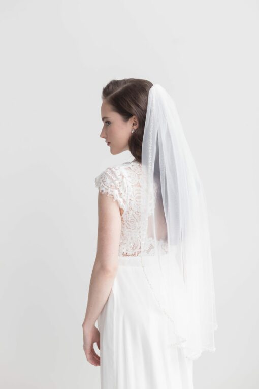 Beaded Bridal Veil Ivory Elegance for Your Wedding Day - Image 4