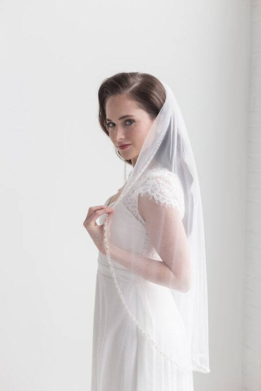 Beaded Bridal Veil Ivory Elegance for Your Wedding Day - Image 3