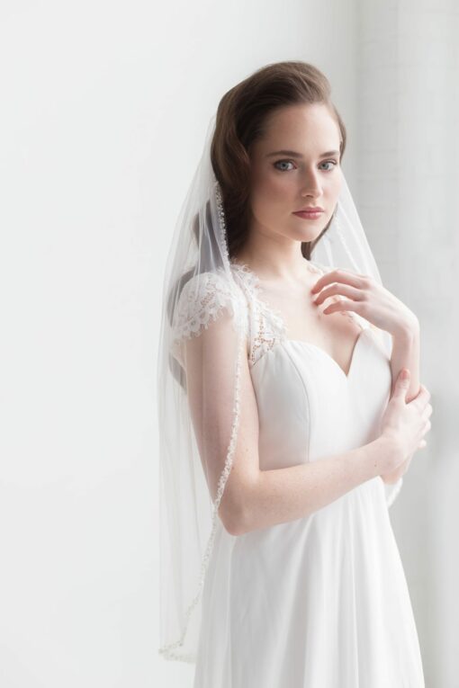Beaded Bridal Veil Ivory Elegance for Your Wedding Day - Image 5