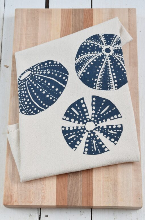Organic Cotton Tea Towel Sea Urchin Print - Eco-Friendly Kitchen Decor, Perfect Hostess Gift - Image 2