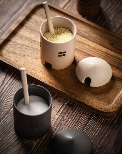Artisan-Crafted Ceramic Condiment Jar with Spoon Elevate Your Culinary Experience - Image 4