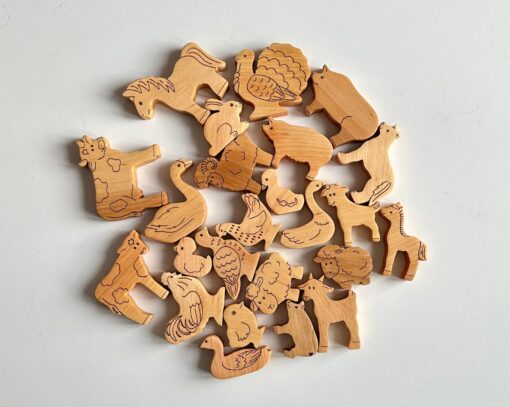 Wooden Farm Animal Toy Set 25 Domestic Animals and Birds for Imaginative Play - Image 6