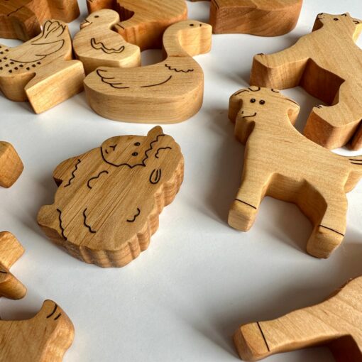 Wooden Farm Animal Toy Set 25 Domestic Animals and Birds for Imaginative Play - Image 3