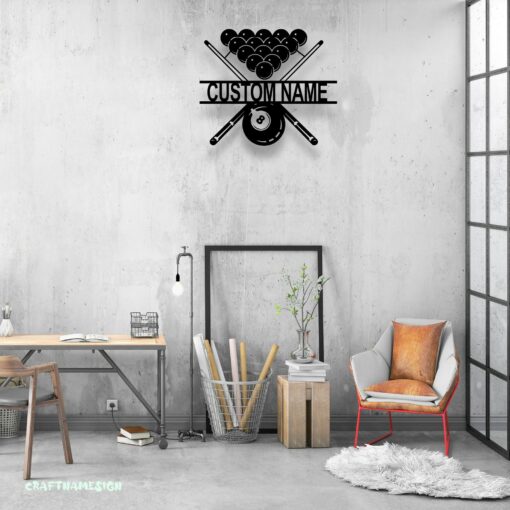 Personalized Billiards Metal Wall Art with LED Light Elevate Your Game Room with Illuminated Style - Image 2