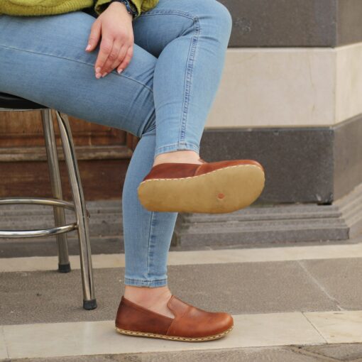 Grounding Barefoot Moccasins for Women Embrace Natural Comfort in Crazy Brown - Image 5