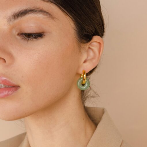Captivating Chunky Jade Hoop Earrings Embrace Summer's Essence with Caitlyn Minimalist's ER302 - Image 2
