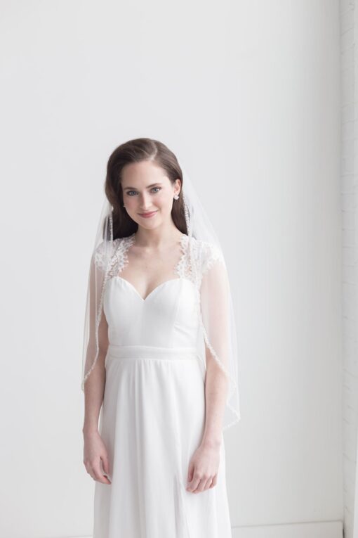 Beaded Bridal Veil Ivory Elegance for Your Wedding Day - Image 2
