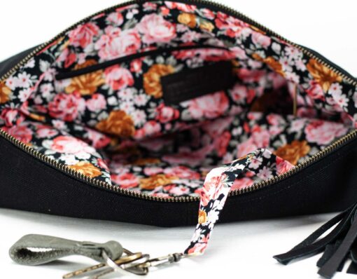 Mini Kallia The Perfect Everyday Bag for Women - Black Canvas Hobo Purse - Image 5