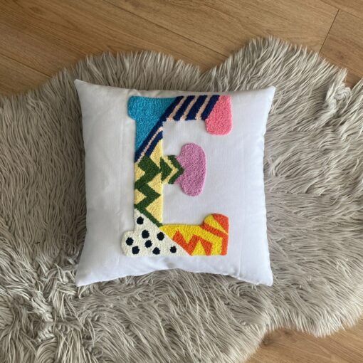 Personalized Initial Pillow Embroidered Punch Needle Letter Pillowcase for Baby Room Decor, Newborn Gift, and Baby Shower - Image 6