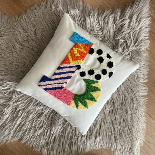 Personalized Initial Pillow Embroidered Punch Needle Letter Pillowcase for Baby Room Decor, Newborn Gift, and Baby Shower - Image 5