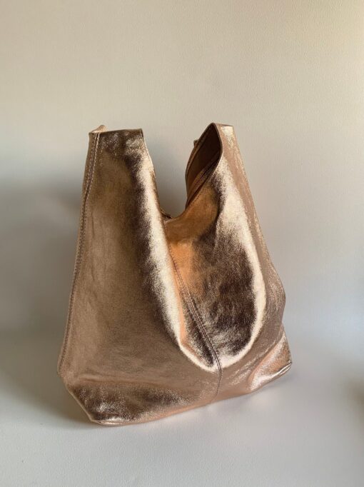 Metallic Leather Slouch Shoulder Bag A Shimmering Statement for Every Occasion - Image 2