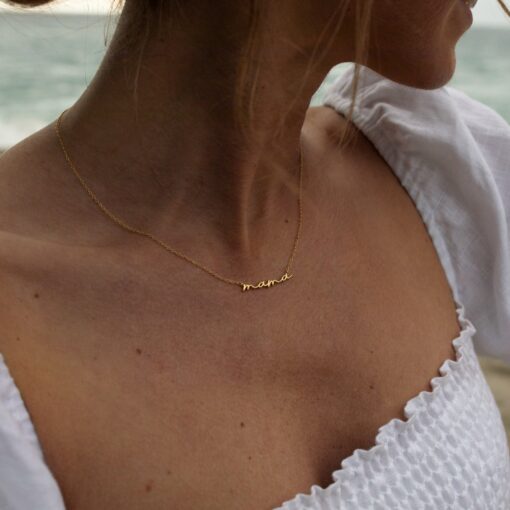 Caitlyn Minimalist Dainty Mama Necklace Sterling Silver or Gold, Perfect for Moms - Image 3