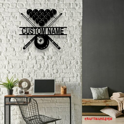 Personalized Billiards Metal Wall Art with LED Light Elevate Your Game Room with Illuminated Style - Image 4