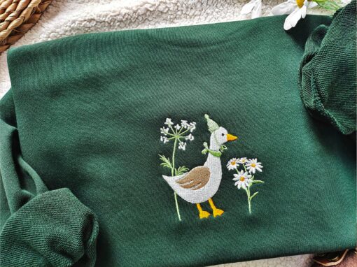 Embroidered Duck Sweatshirt A Quacking Good Time with Silly Goose and Daisy - Image 3