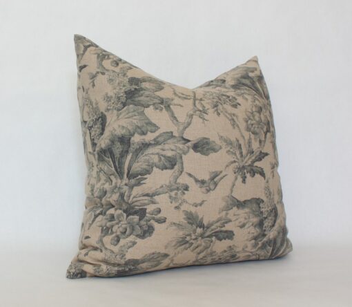 Nature's Embrace Designer Floral Pillow in Beige, Gray, and Tan - Image 4